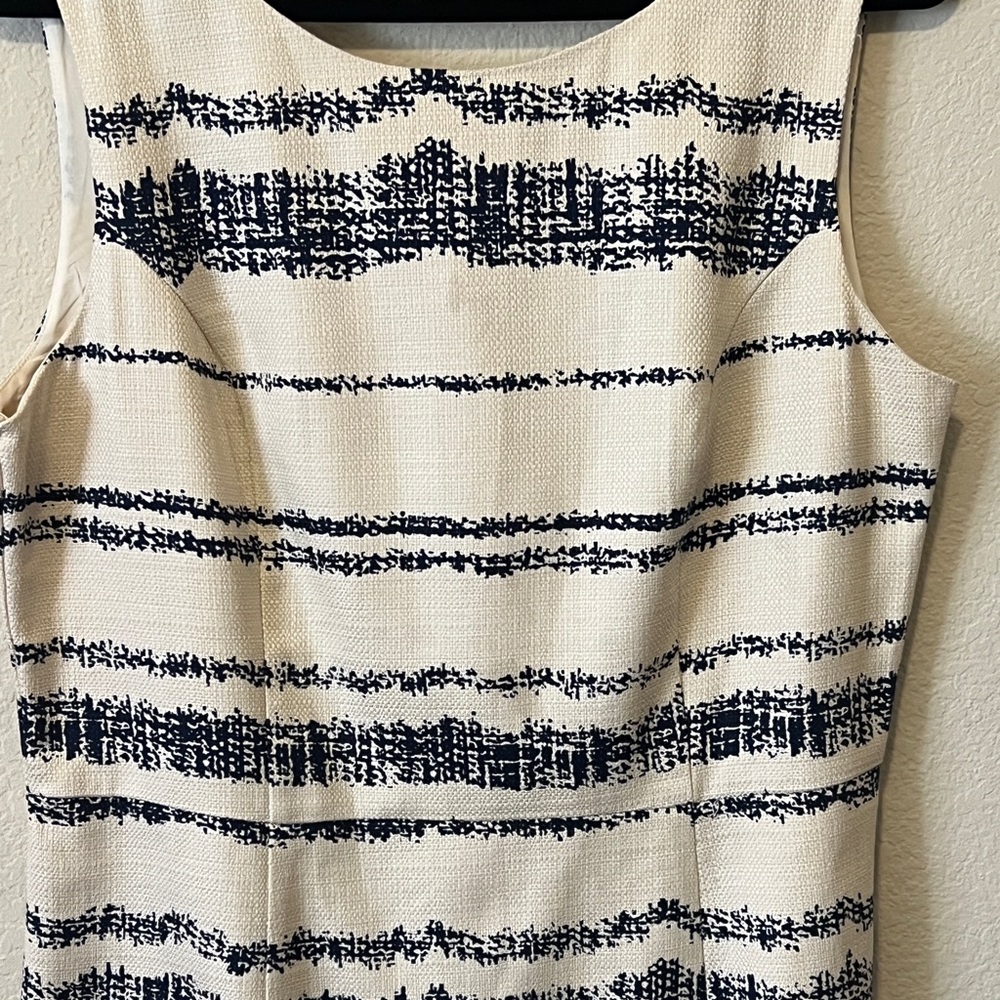 Elegant Cream and Black Striped Dress